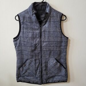 NEW Women's Lemon Tart Black/Gray Plaid Reversibe Puffer